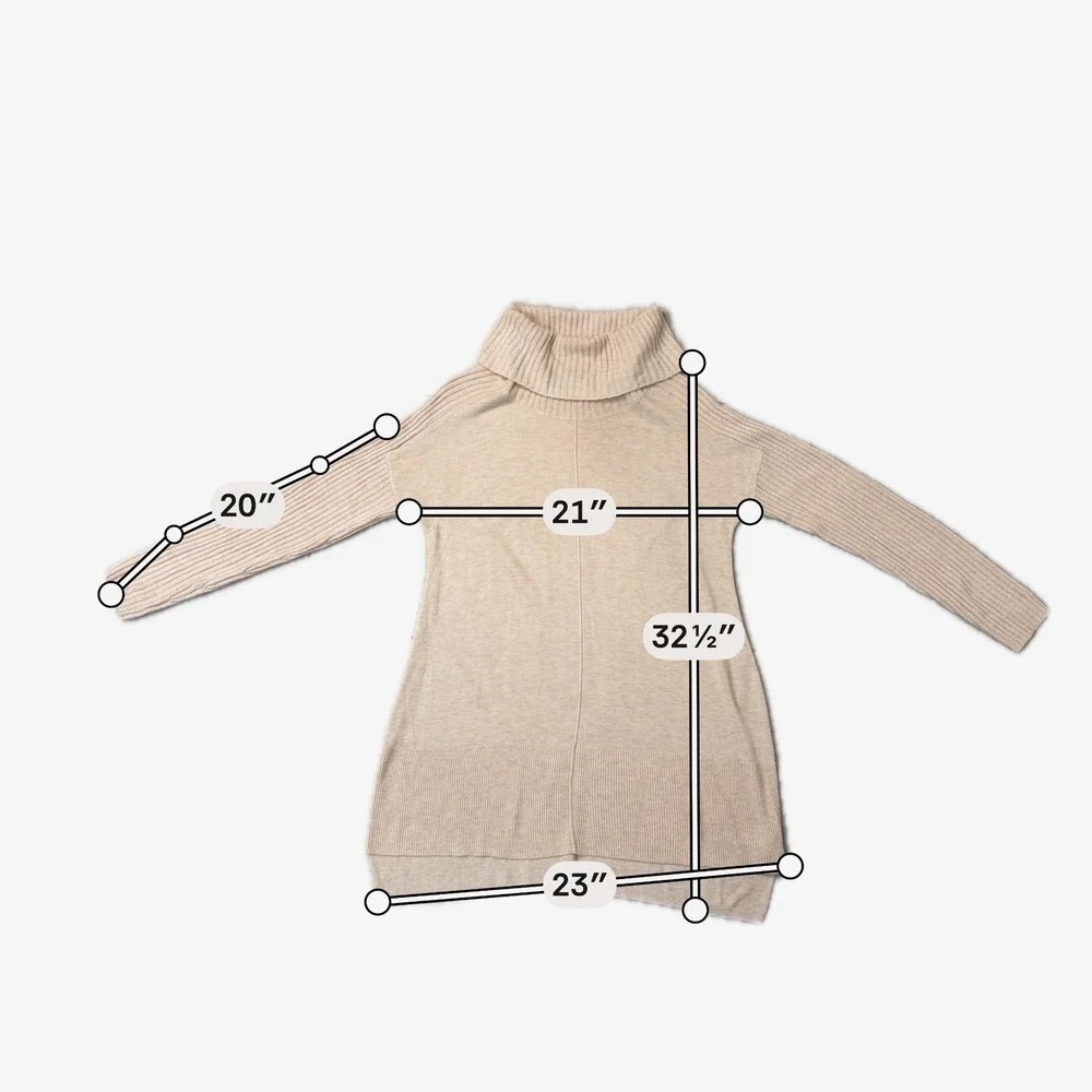 Soft Surroundings Cowl Neck Tunic Sweater Beige Oatmeal Cashmere Wool Blend S - Picture 7 of 7